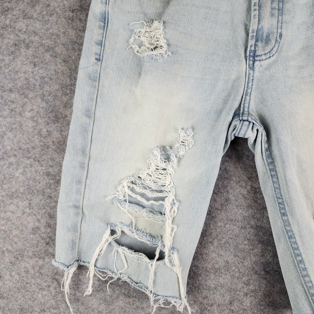 PacSun Skinny Denim Shorts Mens 30‎ Light Blue Distressed Raw Hem 170SP179000PC - Picture 10 of 16
